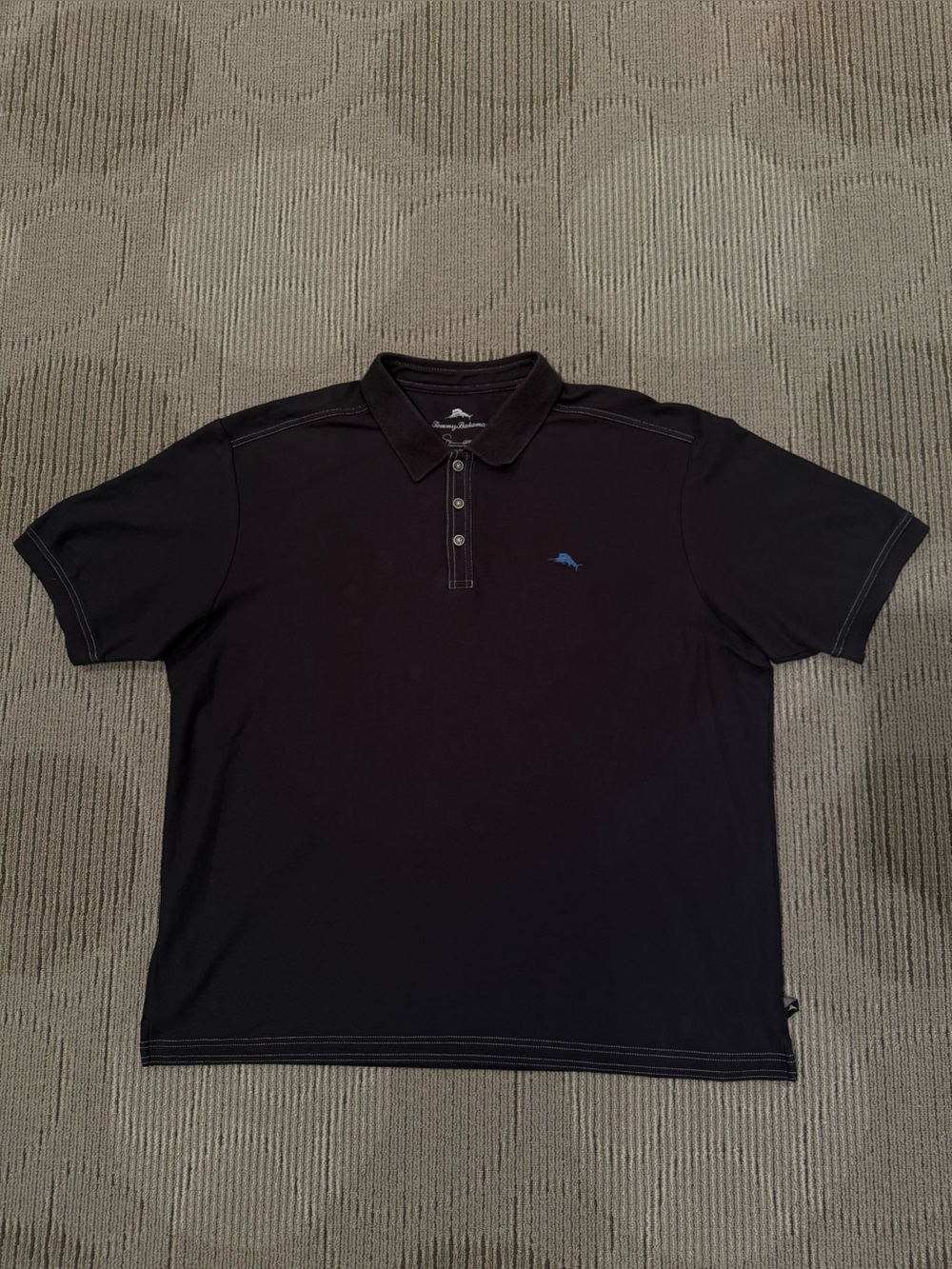 Tommy Bahama Black Polo Shirt with Blue Fish Embroidery